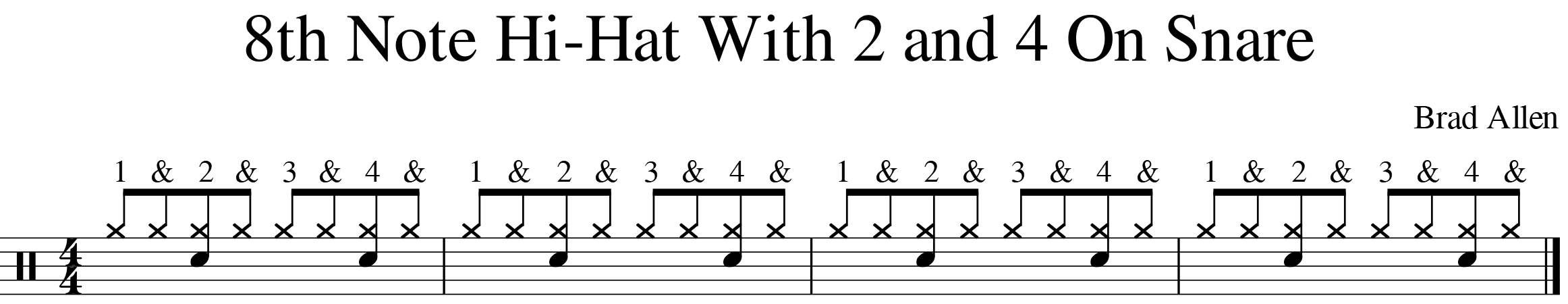 8th Note Hi-Hat With 2 and 4 On Snar