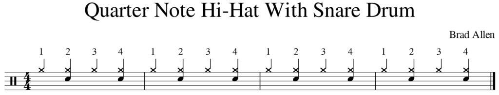 drum exercise Quarte Note Hi-Hat With Snare Drum